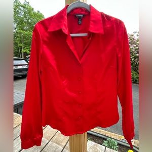 Red Button Up Blouse